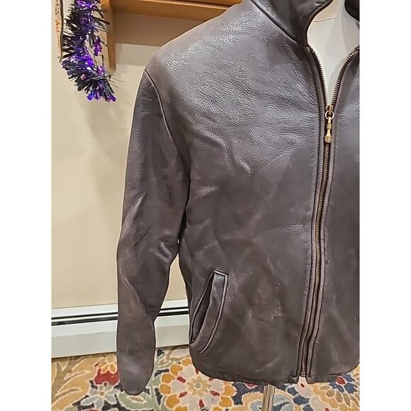 THE ORIGINAL LEATHER LINE NYC VINTAGE LEATHER JACKET SIZE 44 BROWN - Picture 4 of 12